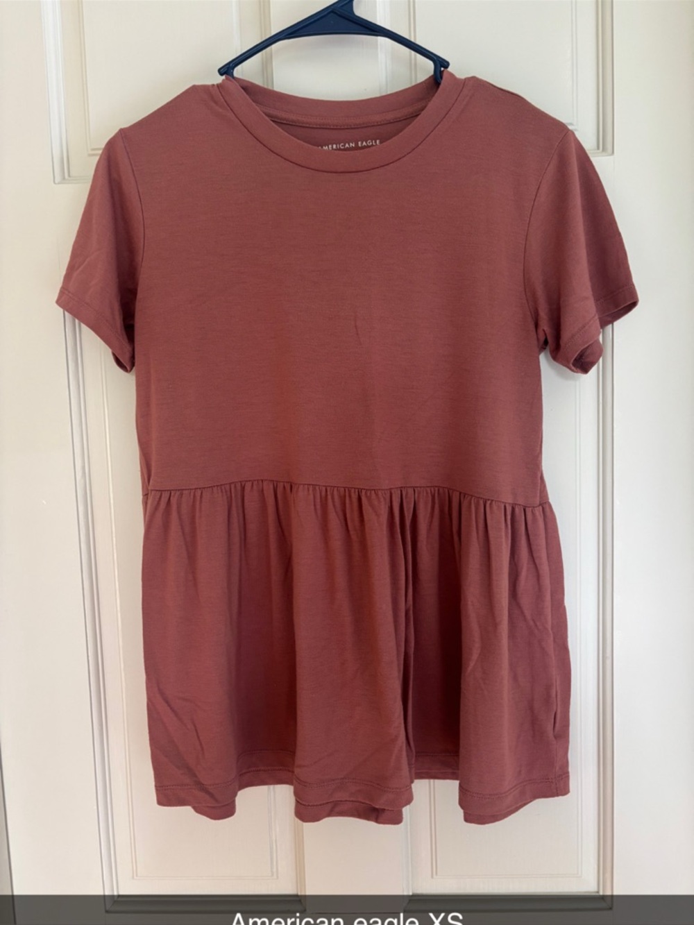American Eagle Outfitters Mauve-Pink Short Sleeve Peplum Tunic